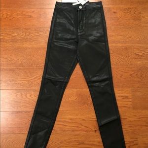 Leather look jeans